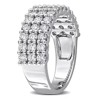 Lab Created Grown Diamond Triple-Row Ring Sterling Silver