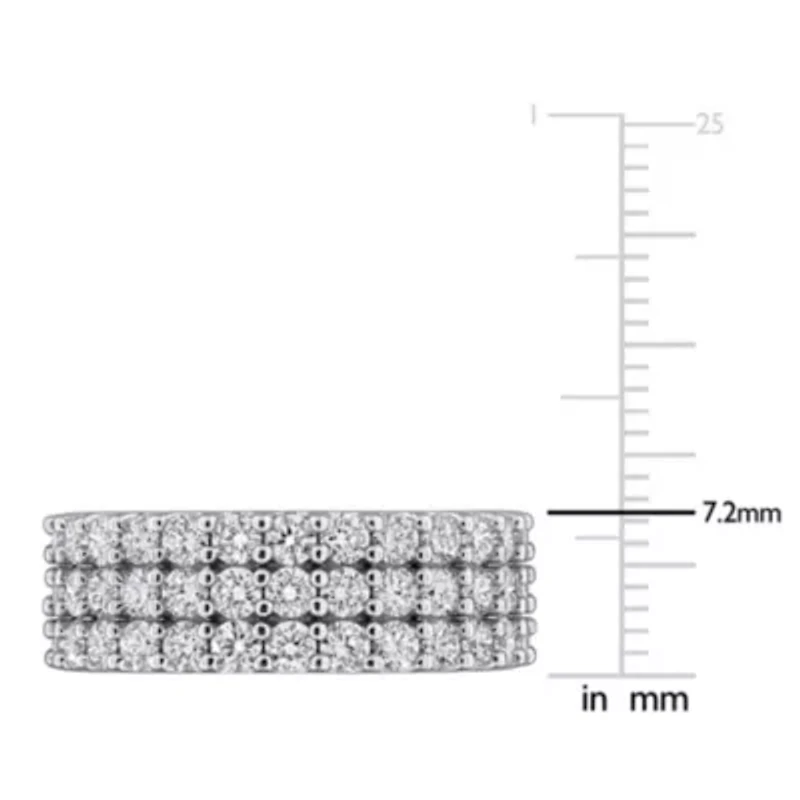 Lab Created Grown Diamond Triple-Row Ring Sterling Silver