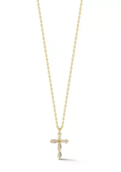 Sterling Silver Cubic Zirconia Dainty Cross Pendant Necklace