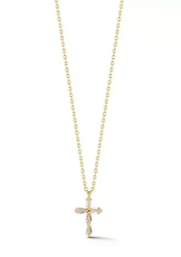 Sterling Silver Cubic Zirconia Dainty Cross Pendant Necklace