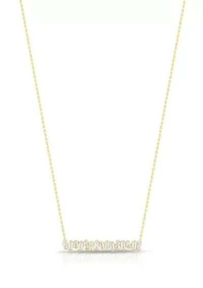 Sterling Silver Baguette Cubic Zirconia Bar Necklace