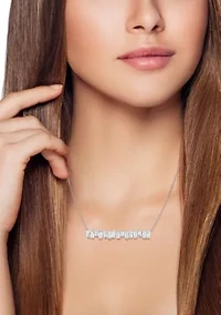 Sterling Silver Baguette Cubic Zirconia Bar Necklace