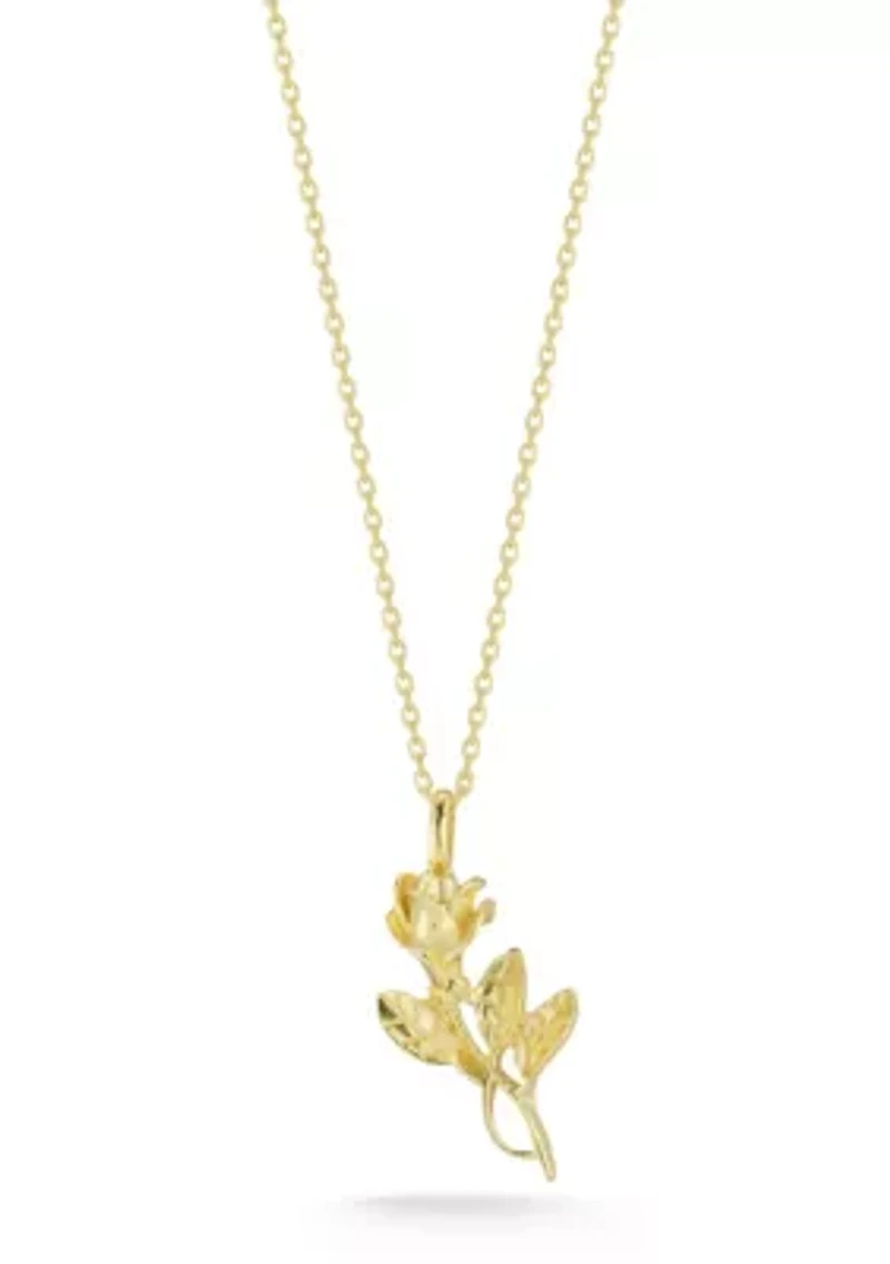 Sterling Silver Rose Pendant Necklace