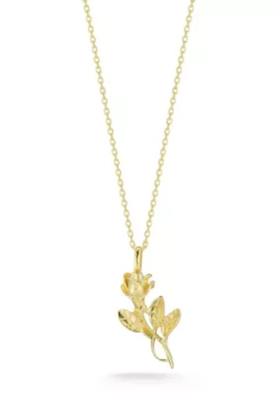 Sterling Silver Rose Pendant Necklace