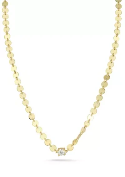 Sterling Silver Solitaire Cubic Zirconia Mirror Chain Necklace