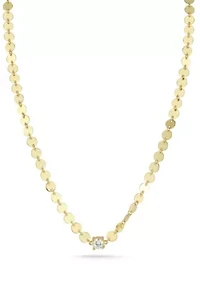 Sterling Silver Solitaire Cubic Zirconia Mirror Chain Necklace