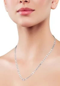Sterling Silver Solitaire Cubic Zirconia Mirror Chain Necklace