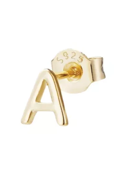 14k Gold Vermeil .925 Sterling Silver Single Initial Stud Earring