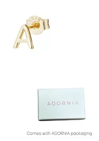 14k Gold Vermeil .925 Sterling Silver Single Initial Stud Earring