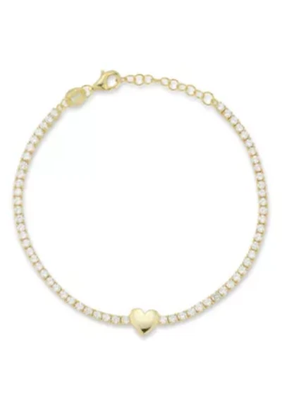 Sterling Silver Cubic Zirconia Heart Tennis Bracelet