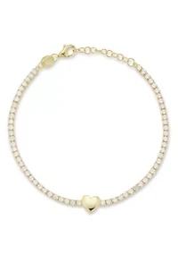 Sterling Silver Cubic Zirconia Heart Tennis Bracelet