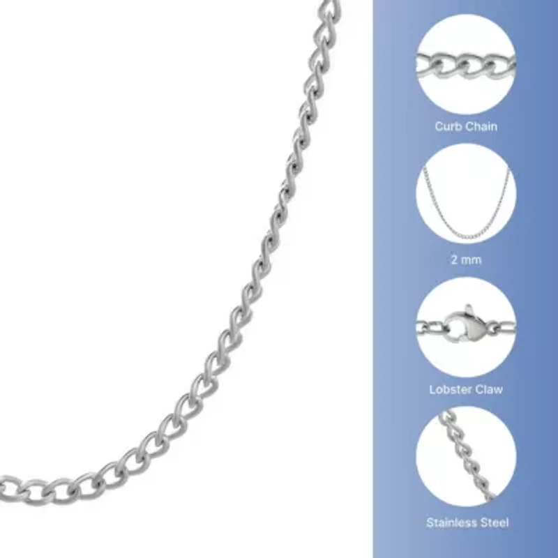 Stainless Steel 4mm Curb Chain Necklace
