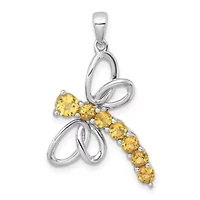 1.03 ct. t.w. Citrine Polished Dragonfly Pendant in Rhodium-plated Sterling Silver