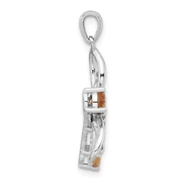 1.03 ct. t.w. Citrine Polished Dragonfly Pendant in Rhodium-plated Sterling Silver