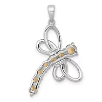 1.03 ct. t.w. Citrine Polished Dragonfly Pendant in Rhodium-plated Sterling Silver