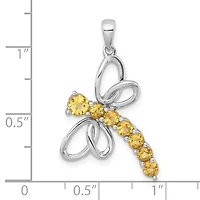 1.03 ct. t.w. Citrine Polished Dragonfly Pendant in Rhodium-plated Sterling Silver
