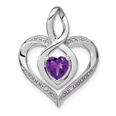 7/8 ct. t.w. Amethyst and 0.01 ct. t.w. Diamond Pendant in Rhodium-plated Sterling Silver