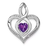7/8 ct. t.w. Amethyst and 0.01 ct. t.w. Diamond Pendant in Rhodium-plated Sterling Silver