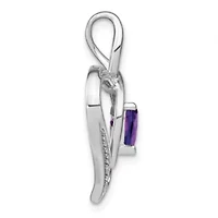 7/8 ct. t.w. Amethyst and 0.01 ct. t.w. Diamond Pendant in Rhodium-plated Sterling Silver