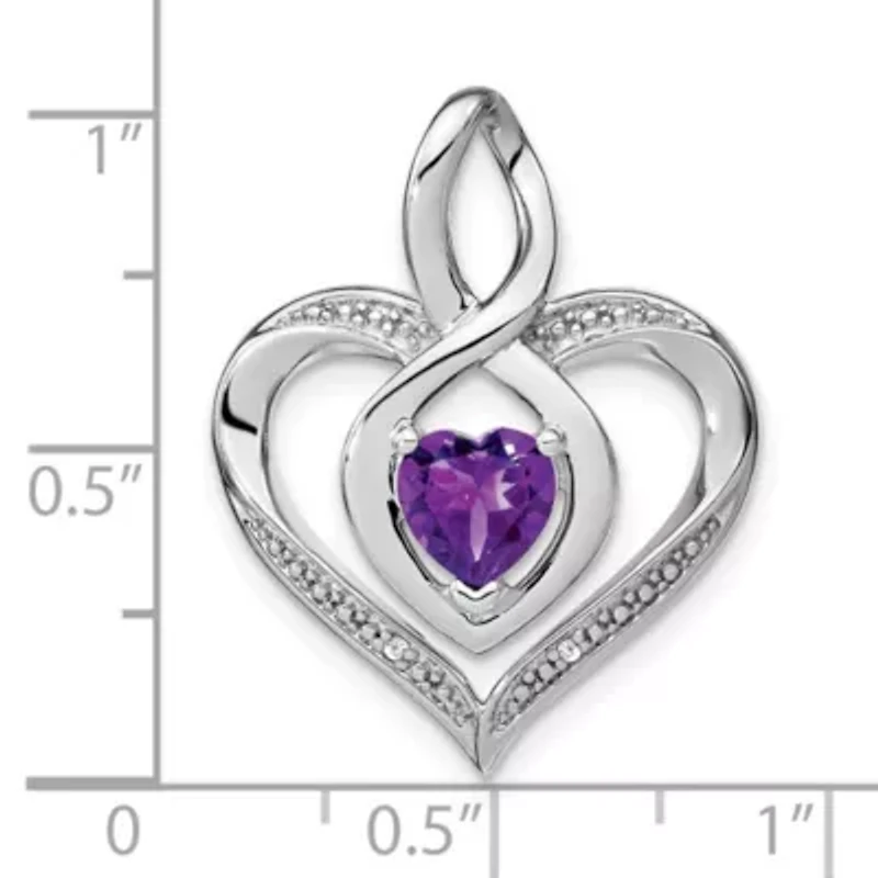 7/8 ct. t.w. Amethyst and 0.01 ct. t.w. Diamond Pendant in Rhodium-plated Sterling Silver