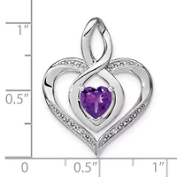 7/8 ct. t.w. Amethyst and 0.01 ct. t.w. Diamond Pendant in Rhodium-plated Sterling Silver