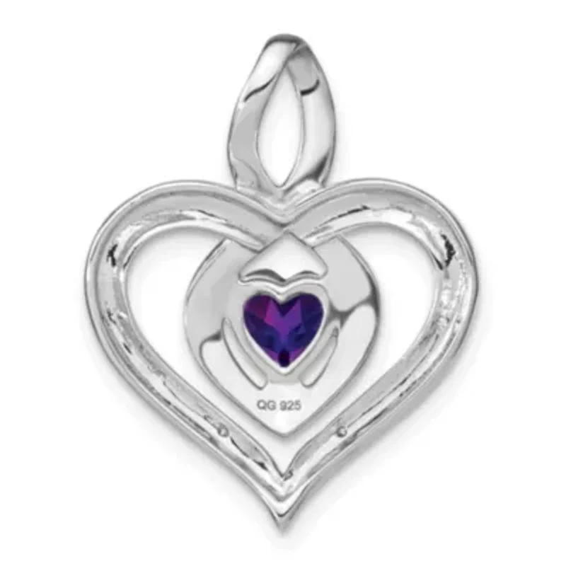 7/8 ct. t.w. Amethyst and 0.01 ct. t.w. Diamond Pendant in Rhodium-plated Sterling Silver