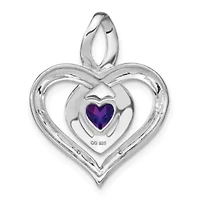 7/8 ct. t.w. Amethyst and 0.01 ct. t.w. Diamond Pendant in Rhodium-plated Sterling Silver