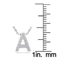 Lab Created Block Initial Grown Diamond Necklace Sterling Silver With 18 Inch Chain, All Letters Available