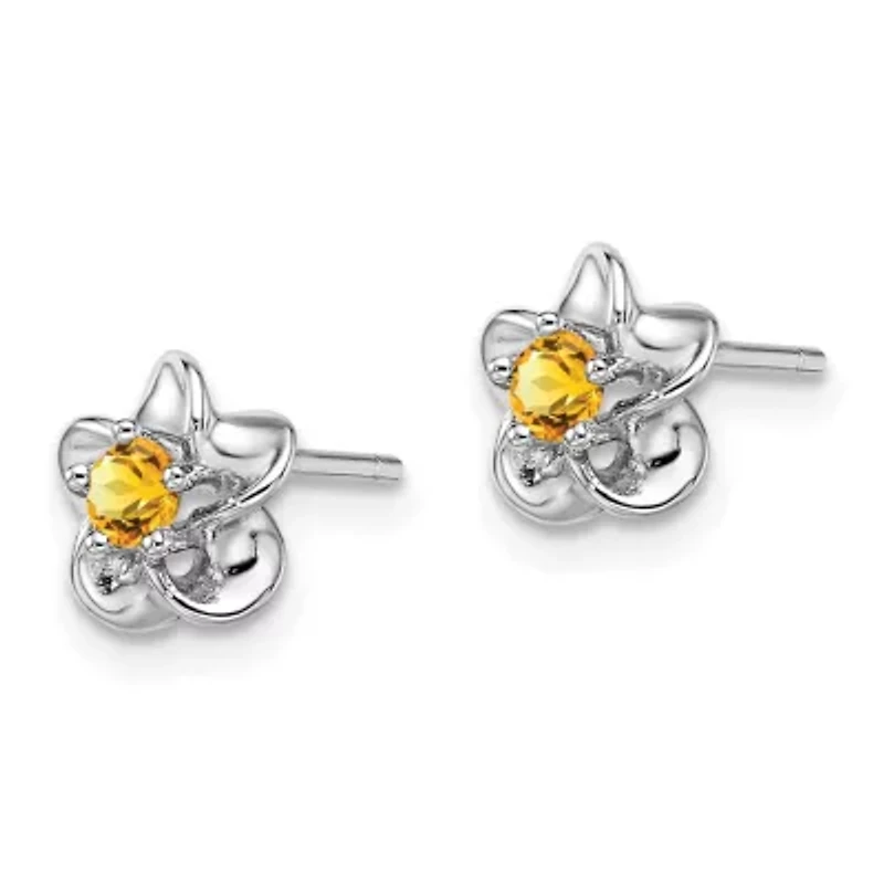 1/4 ct. t.w. Garnet Floral Post Earrings in Rhodium-plated Sterling Silver