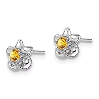 1/4 ct. t.w. Garnet Floral Post Earrings in Rhodium-plated Sterling Silver