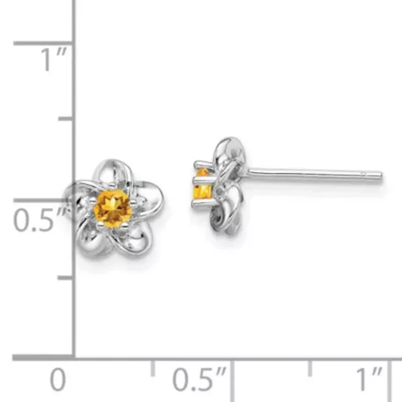 1/4 ct. t.w. Garnet Floral Post Earrings in Rhodium-plated Sterling Silver