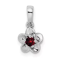 1/8 ct. t.w. Garnet Floral Pendant in Rhodium-plated Sterling Silver