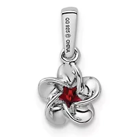 1/8 ct. t.w. Garnet Floral Pendant in Rhodium-plated Sterling Silver