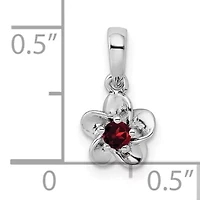1/8 ct. t.w. Garnet Floral Pendant in Rhodium-plated Sterling Silver