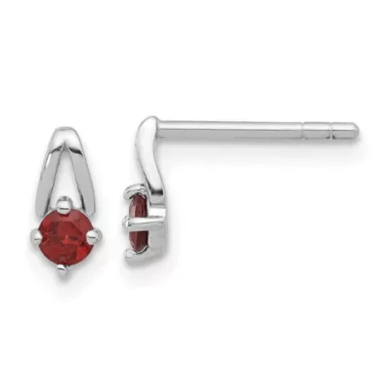 1/5 ct. t.w. Garnet Post Earrings in Rhodium-plated Sterling Silver