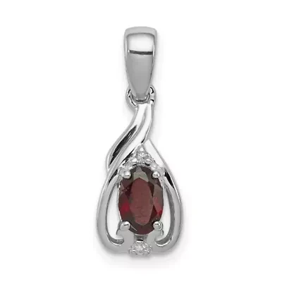 3/8 ct. t.w. Citrine and 0.01 ct. t.w. Diamond Oval Pendant in Rhodium-plated Sterling Silver