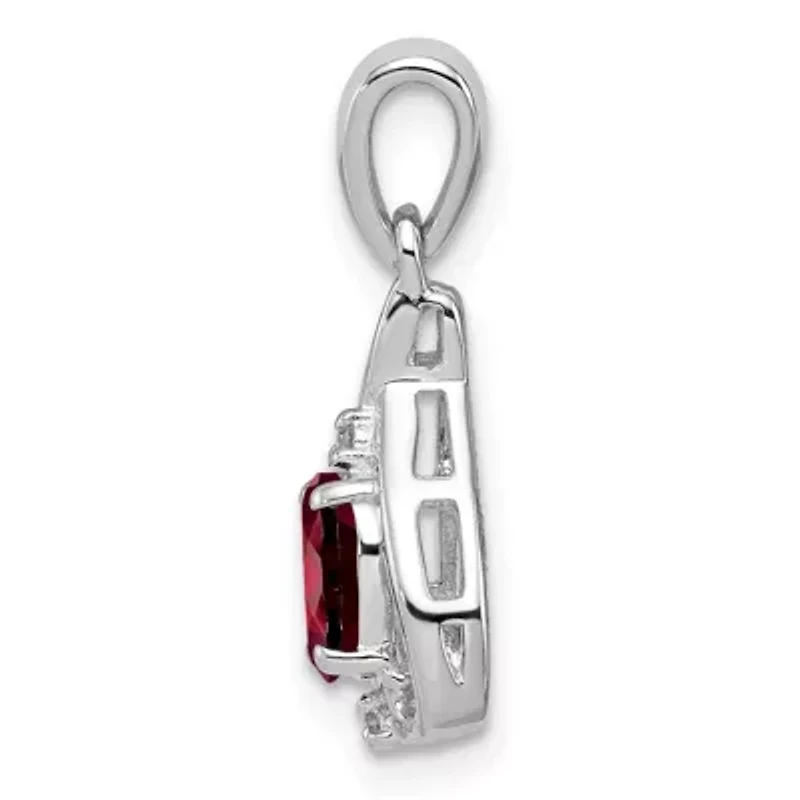 3/8 ct. t.w. Citrine and 0.01 ct. t.w. Diamond Oval Pendant in Rhodium-plated Sterling Silver