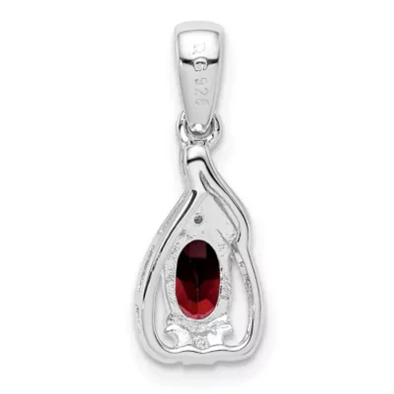 3/8 ct. t.w. Citrine and 0.01 ct. t.w. Diamond Oval Pendant in Rhodium-plated Sterling Silver