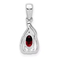 3/8 ct. t.w. Citrine and 0.01 ct. t.w. Diamond Oval Pendant in Rhodium-plated Sterling Silver