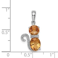 2.4 ct. t.w. Garnet and 0.003 ct. t.w. Diamond Cat Pendant in Rhodium-plated Sterling Silver