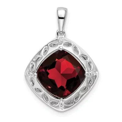 4.26 ct. t.w. Garnet and 0.02 ct. t.w. Diamond Pendant in Sterling Silver
