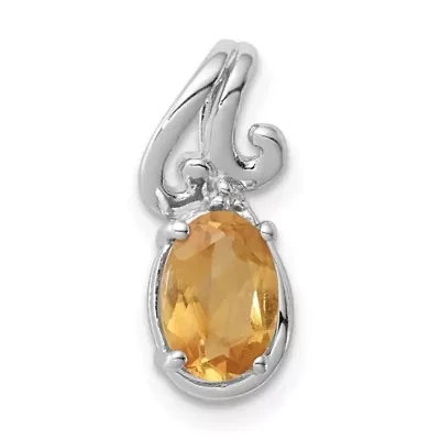 3/4 ct. t.w. Citrine and 0.01 ct. t.w. Diamond Pendant in Rhodium-plated Sterling Silver