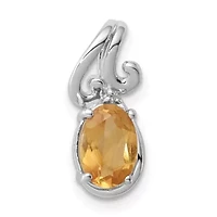 3/4 ct. t.w. Citrine and 0.01 ct. t.w. Diamond Pendant in Rhodium-plated Sterling Silver