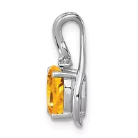 3/4 ct. t.w. Citrine and 0.01 ct. t.w. Diamond Pendant in Rhodium-plated Sterling Silver