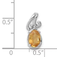 3/4 ct. t.w. Citrine and 0.01 ct. t.w. Diamond Pendant in Rhodium-plated Sterling Silver
