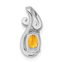 3/4 ct. t.w. Citrine and 0.01 ct. t.w. Diamond Pendant in Rhodium-plated Sterling Silver