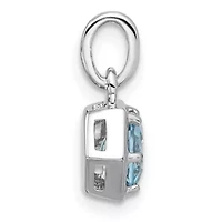 7/8 ct. t.w. Sky Blue Topaz Polished Solitaire Charm Pendant in Rhodium-plated Sterling Silver