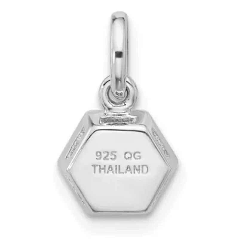 7/8 ct. t.w. Sky Blue Topaz Polished Solitaire Charm Pendant in Rhodium-plated Sterling Silver