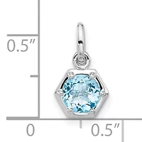 7/8 ct. t.w. Sky Blue Topaz Polished Solitaire Charm Pendant in Rhodium-plated Sterling Silver