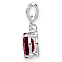 1 ct. t.w. Garnet and 0.01 ct. t.w. Diamond Pendant in Rhodium-plated Sterling Silver